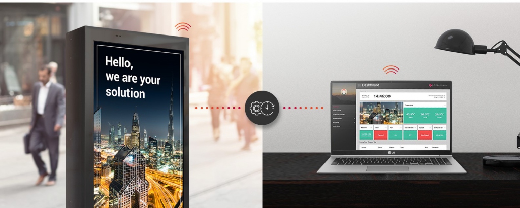 Уличный дисплей LG серии XE3C -web и мобильный мониторинг 