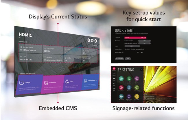 Видеостенный дисплей LG серии VM5E - понятная структура меню