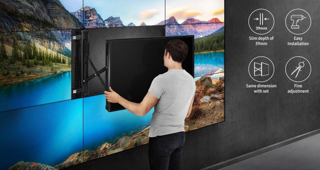 Видеостенный дисплей Samsung серии UHF-E - возможности монтажа на стену