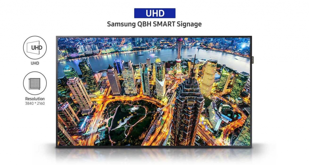 Профессиональный дисплей Samsung серии QBH - ультравысокое разрешение UHD