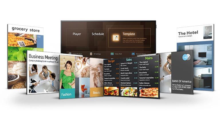 Профессиональный дисплей Samsung серии DME вид - улучшенное домашнее меню
